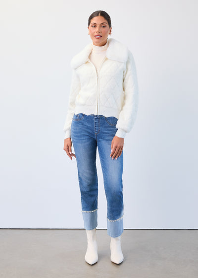 Detachable Collar Sweater Bomber French Dressing Jeans