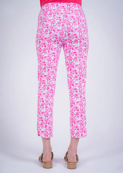 Pink Berry Print 28" Slim Ankle Pant Lisette L