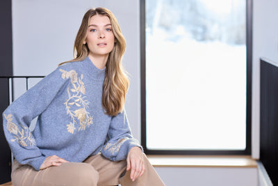 Mock Neck Sweater with Sequin Detail Charlie B