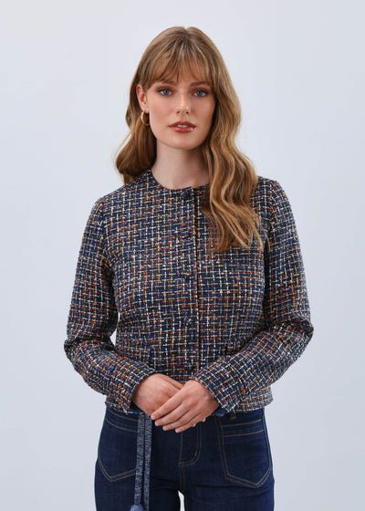 Tweed Collarless Jacket - Dream Pants