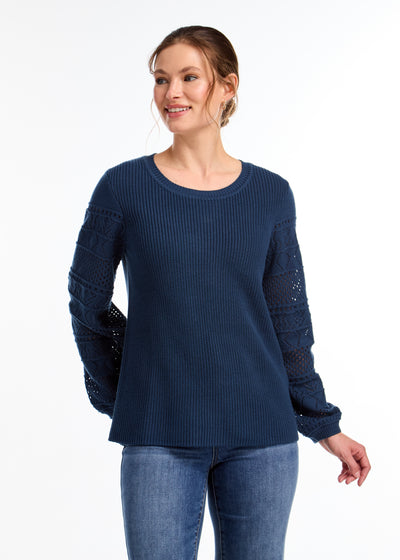 Long Sleeve Pointelle Sweater French Dressing Jeans