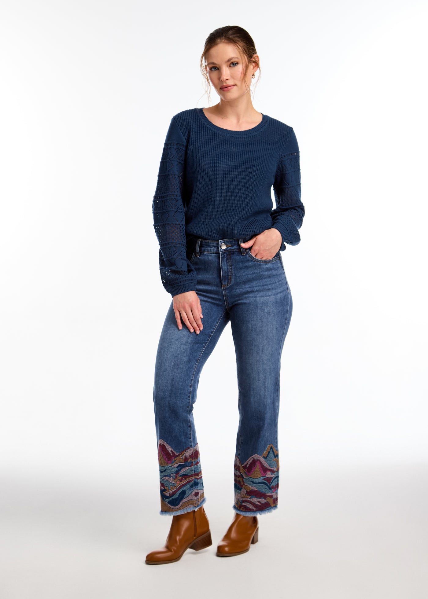 Long Sleeve Pointelle Sweater French Dressing Jeans