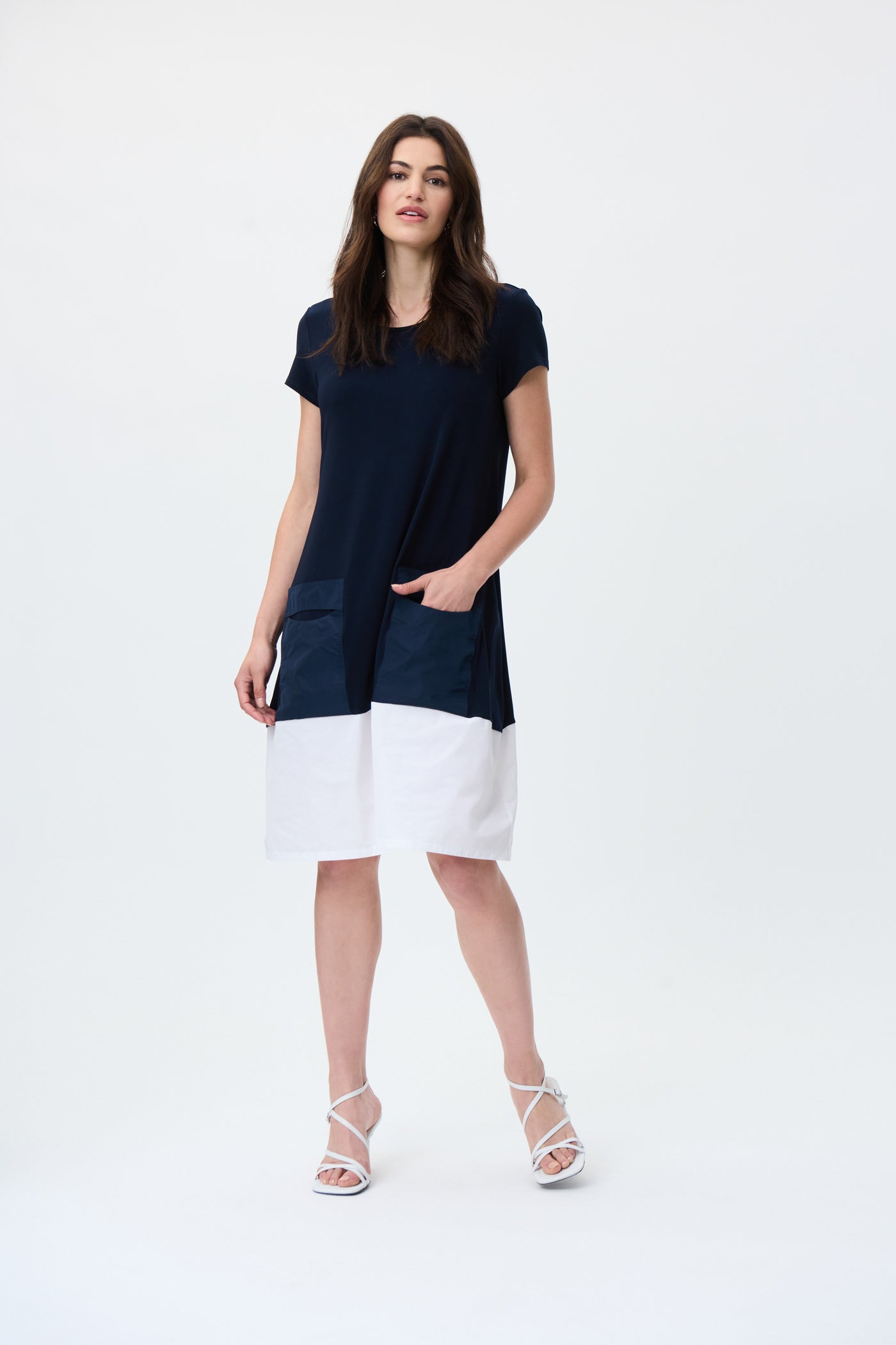 Colour-Block Short Sleeve Cocoon Dress Joseph Ribkoff