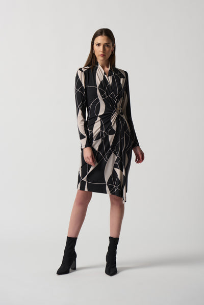 Joseph Ribkoff Abstract Print Wrap Dress 