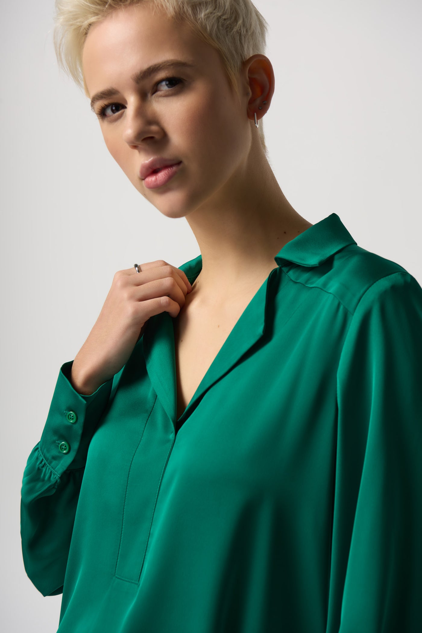 Joseph Ribkoff Notched Collar Satin Blouse 