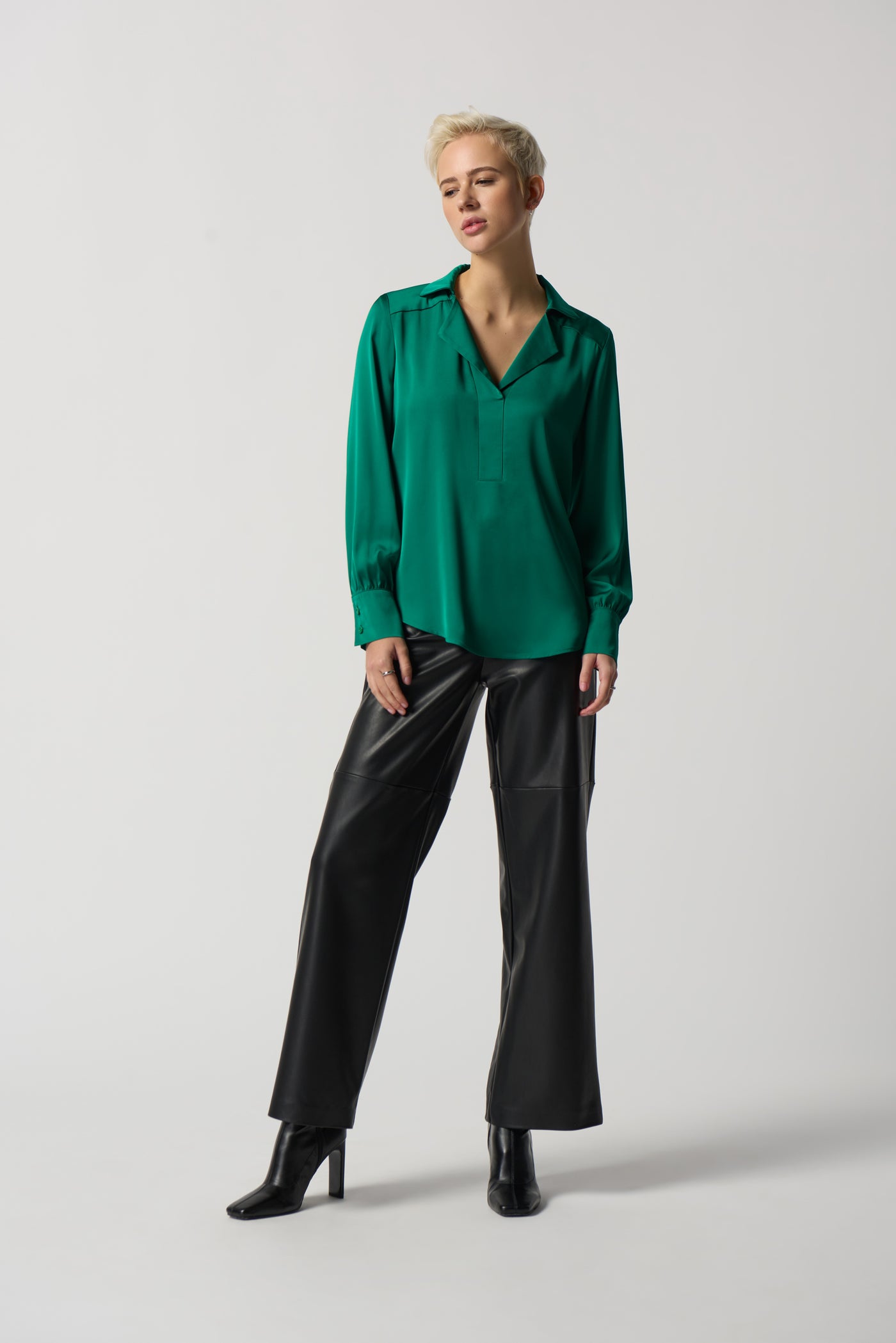 Joseph Ribkoff Notched Collar Satin Blouse 