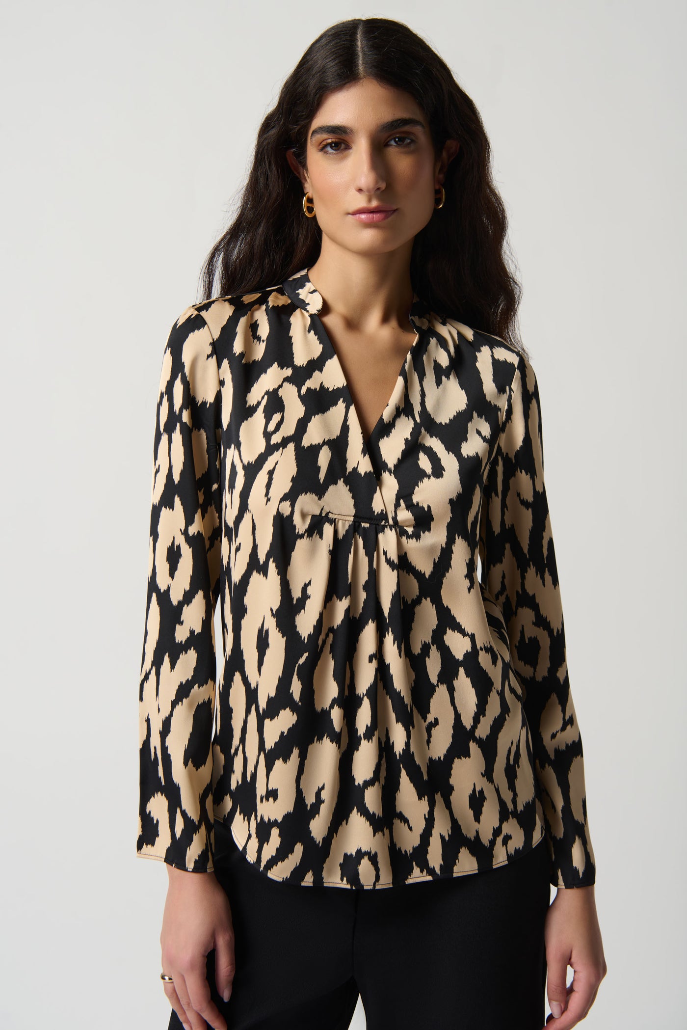 Joseph Ribkoff Animal Print Satin Flared Top 