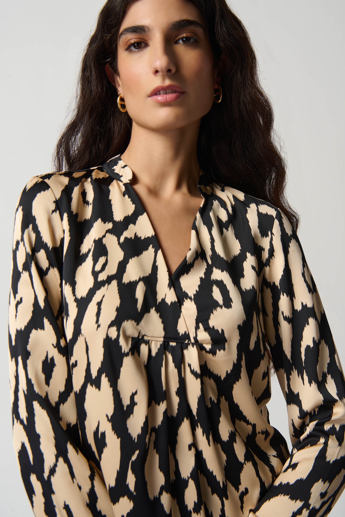 Joseph Ribkoff Animal Print Satin Flared Top 