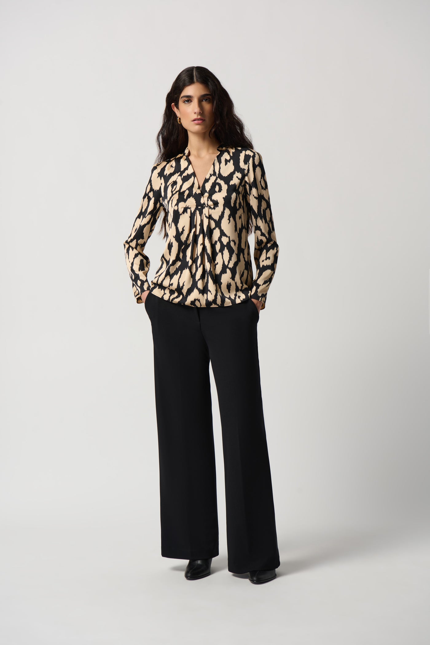 Joseph Ribkoff Animal Print Satin Flared Top 