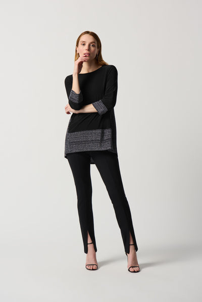 Joseph Ribkoff Lurex Stripe And Silky Knit High-Low Tunic 