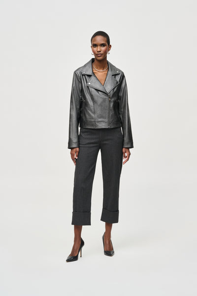 Metallic Faux Leather Biker Jacket Joseph Ribkoff