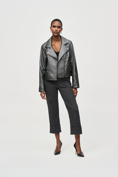 Metallic Faux Leather Biker Jacket Joseph Ribkoff