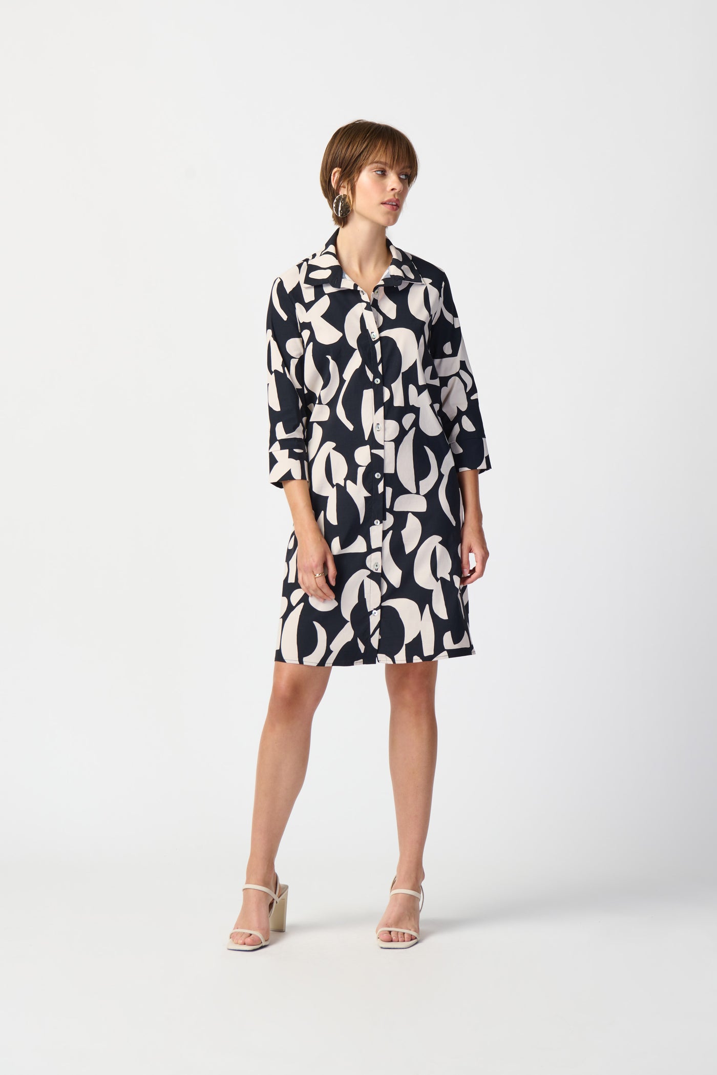 Joseph Ribkoff Abstract Print Stretch Poplin Trapeze Dress 