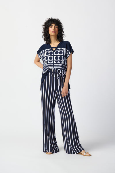 Joseph Ribkoff Striped Silky Knit Wide-Leg Pants 