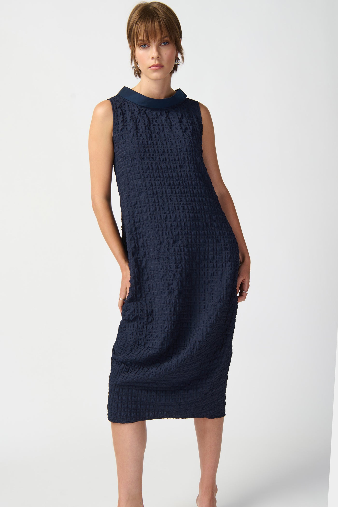 Joseph Ribkoff Textured Woven Sleeveless Cocoon Dress 