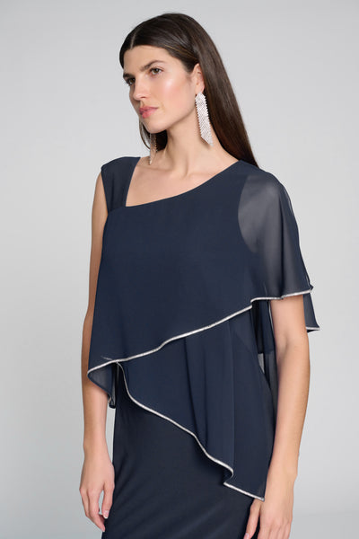 Silky Knit and Chiffon Asymmetrical Sheath Dress Joseph Ribkoff