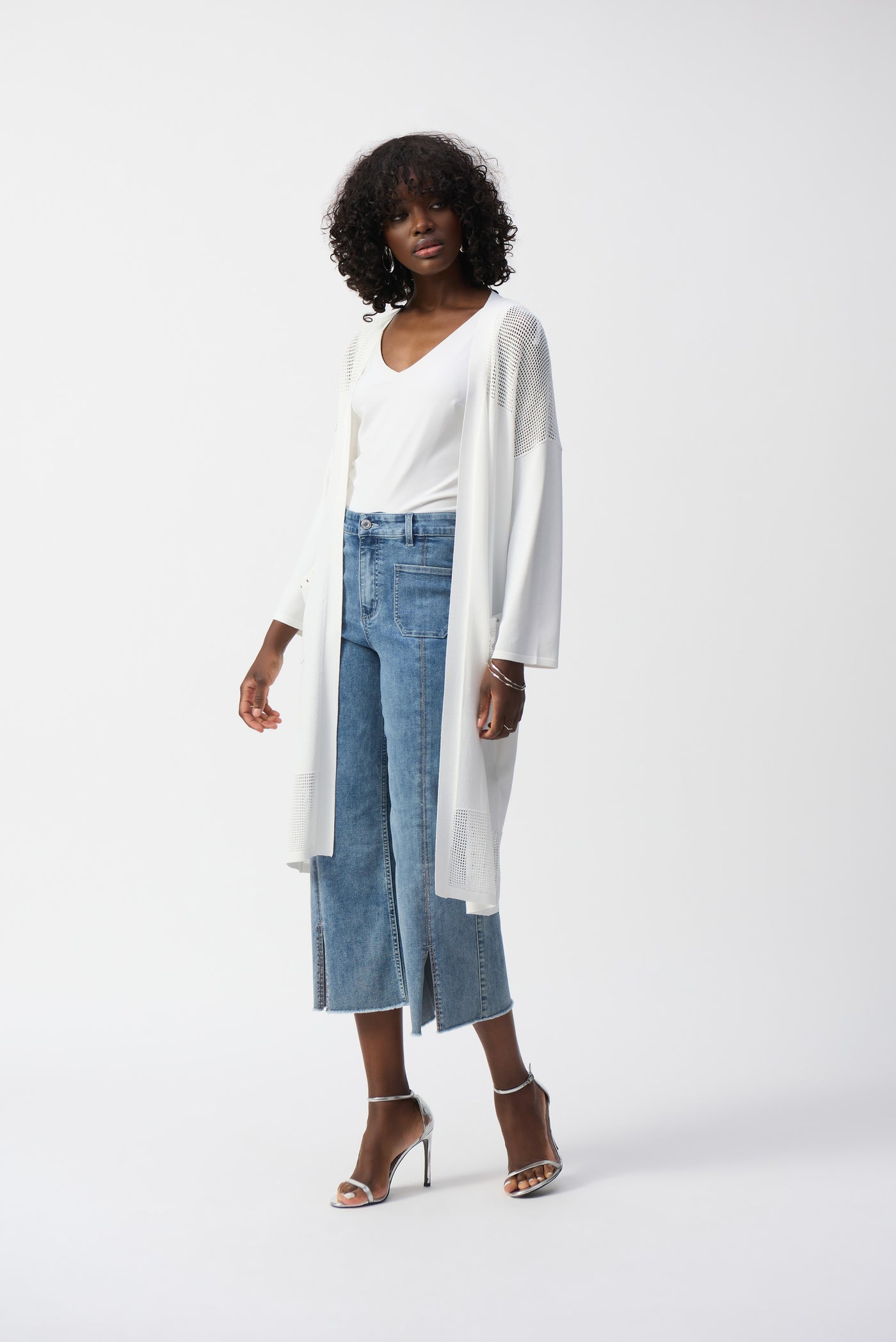 Culotte Jeans With Embellished Front Seam Joseph Ribkoff