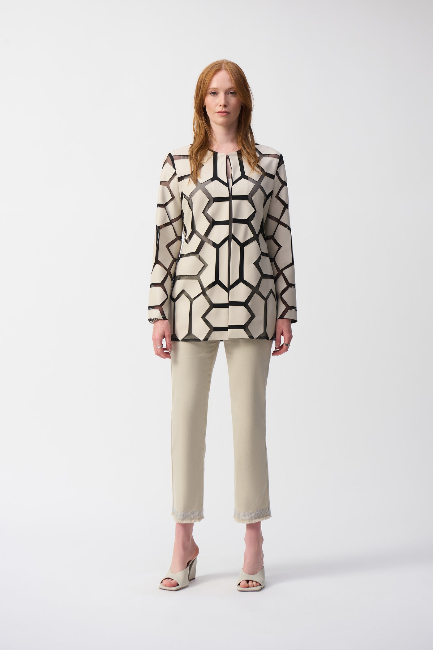 Laser-Cut Leatherette on Mesh Jacket Joseph Ribkoff