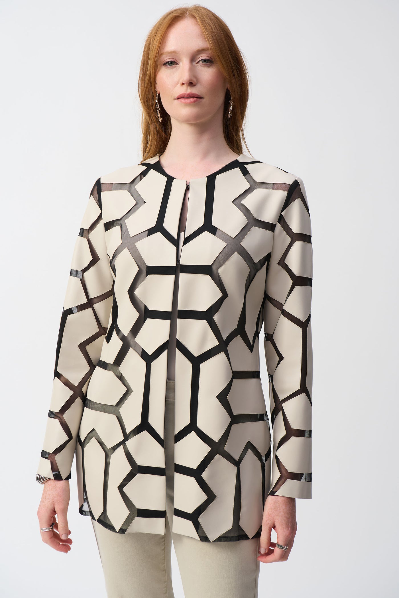 Laser-Cut Leatherette on Mesh Jacket Joseph Ribkoff