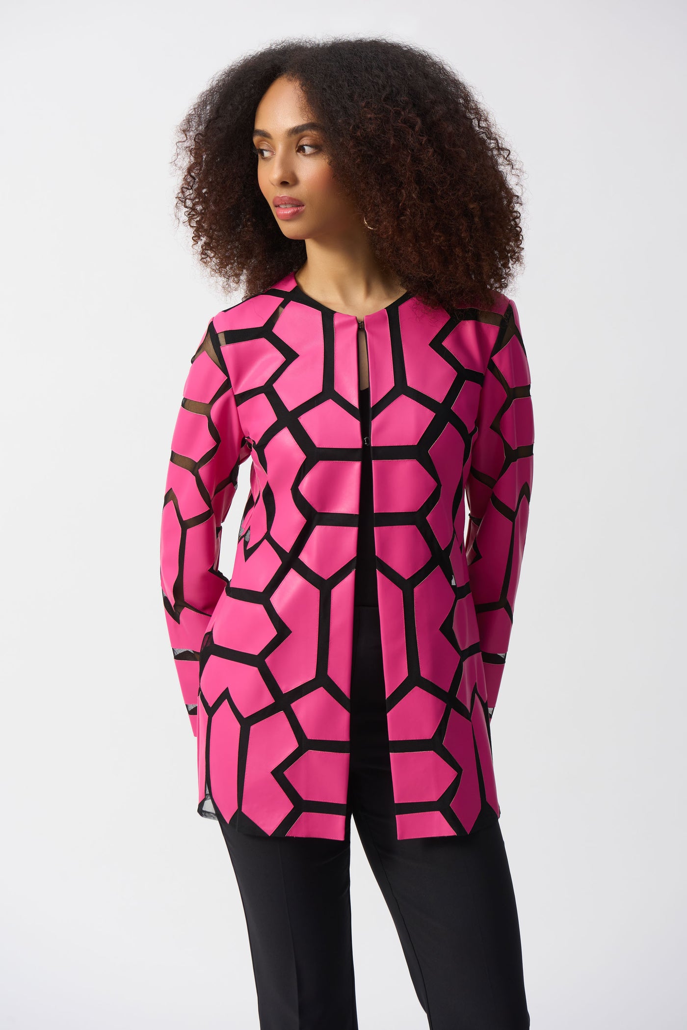 Laser-Cut Leatherette on Mesh Jacket Joseph Ribkoff