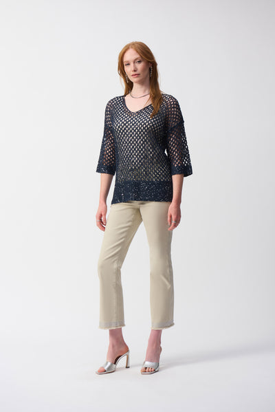 Open Stitch Sweater with Sequins Joseph Ribkoff