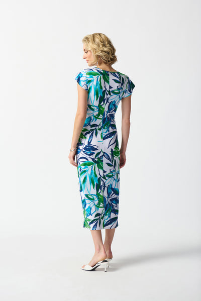 Silky Knit Tropical Print Sheath Dress Joseph Ribkoff