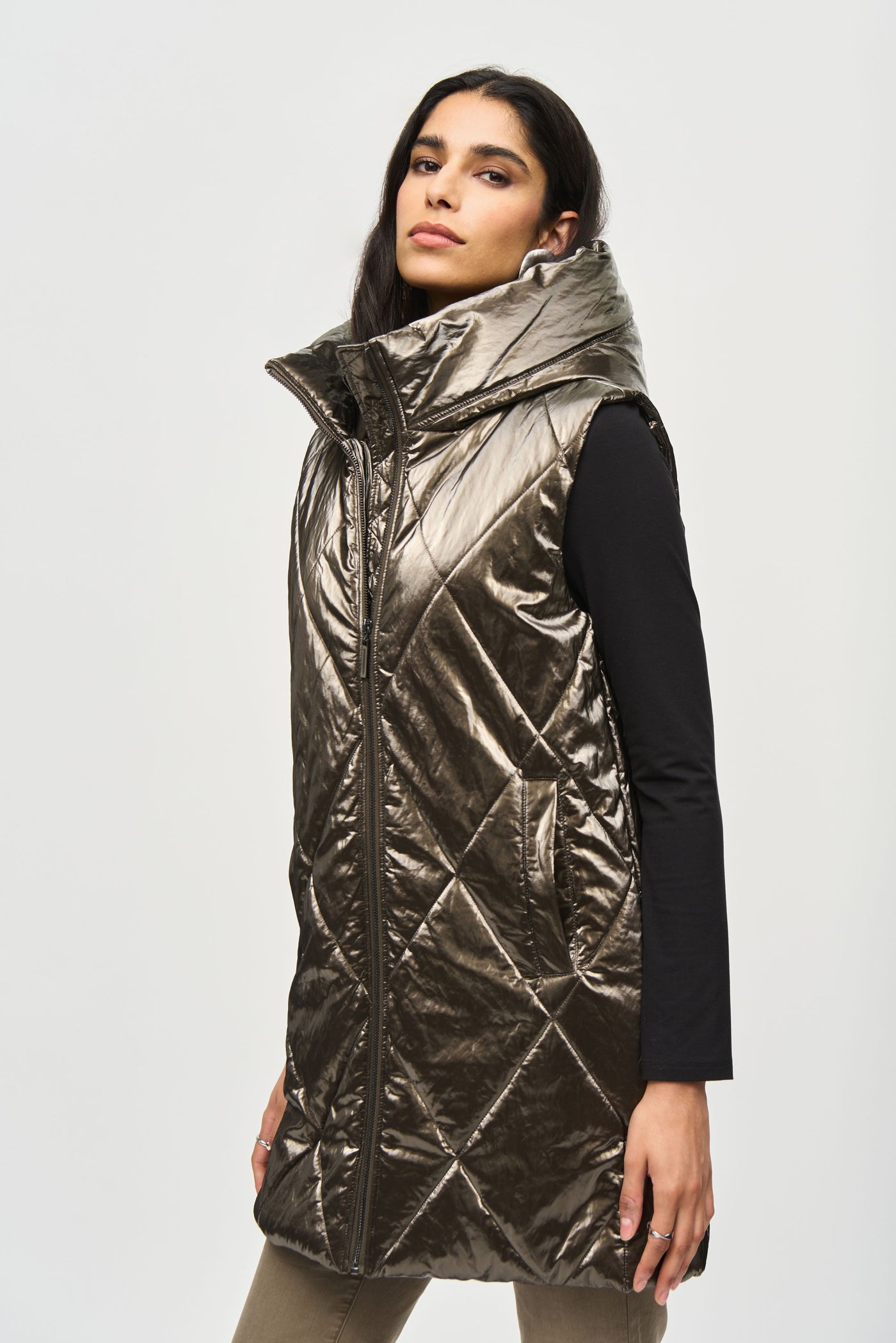 Quilted Hooded Puffer Vest Joseph Ribkoff