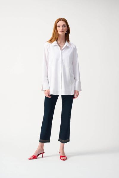 Woven Button-Down Blouse With Pockets - Dream Pants