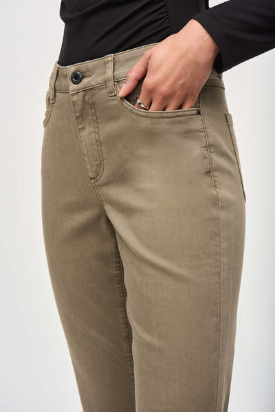 Denim Straight Pants With Frayed Hem Joseph Ribkoff