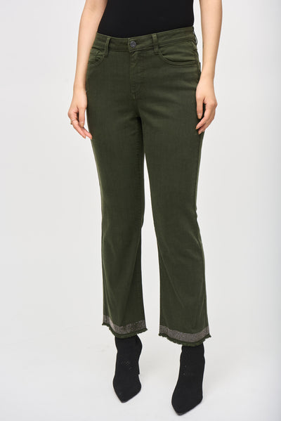 Denim Straight Pants With Frayed Hem Joseph Ribkoff