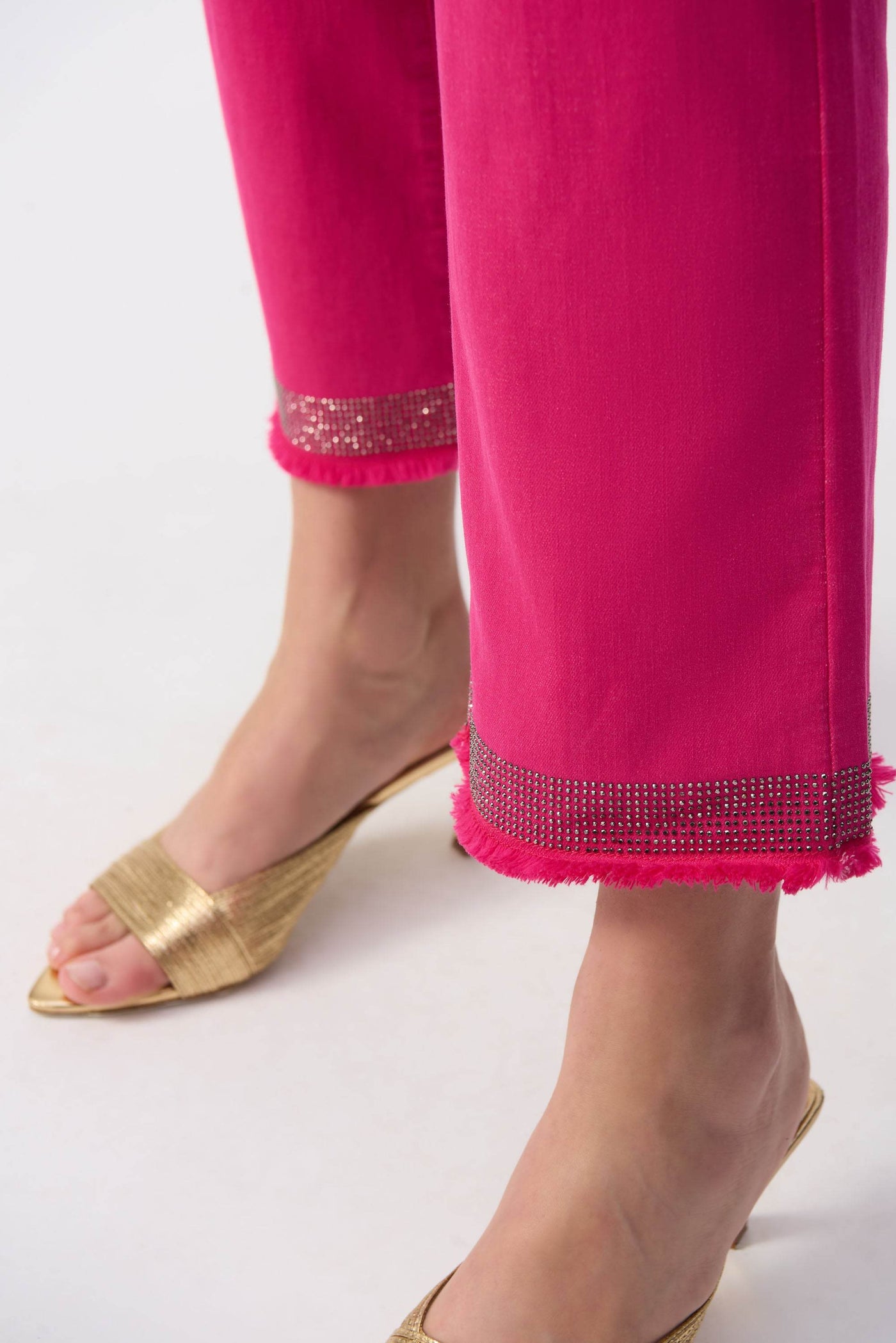 Denim Straight Pants With Frayed Hem - Dream Pants