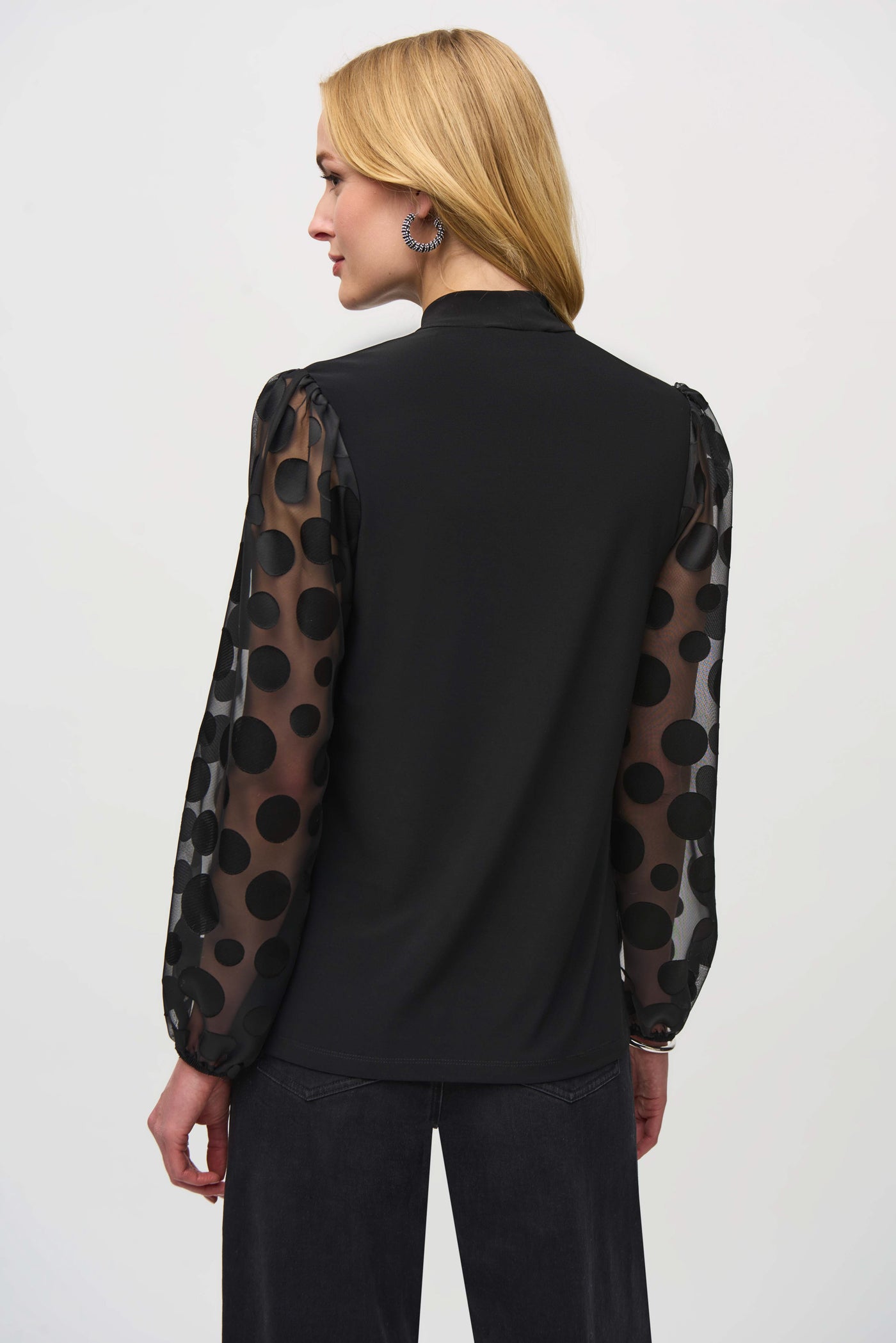 Silky Knit Top With Dot Burnout Sleeves Joseph Ribkoff