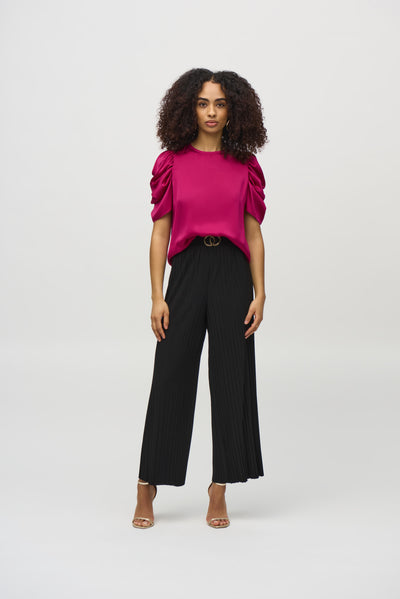 Pleated Silky Knit Wide-Leg Pants Joseph Ribkoff