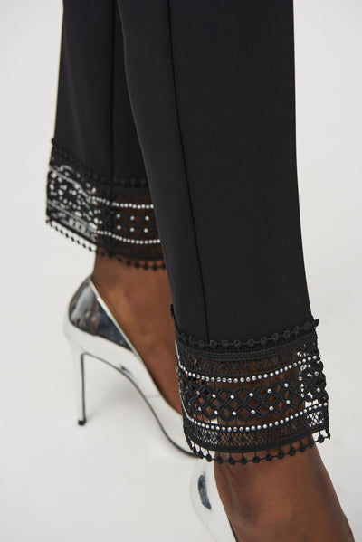 Silky Knit Straight Pants With Lace Detail Joseph Ribkoff