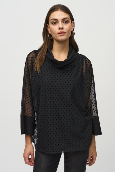 Dot Mesh And Silky Knit Layered Tunic Joseph Ribkoff