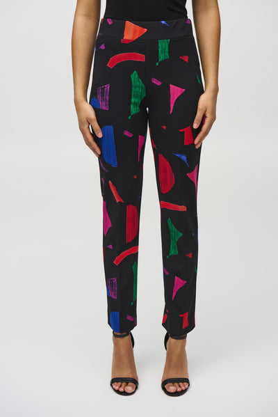 Silky Knit Abstract Print Straight Pants Joseph Ribkoff