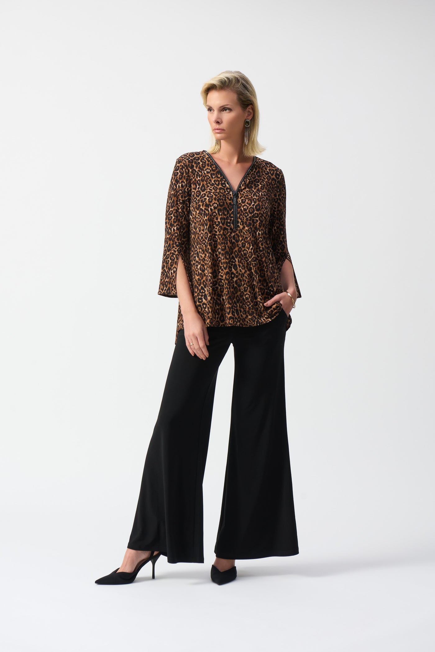 Silky Knit Animal Print Fit and Flare Tunic Joseph Ribkoff