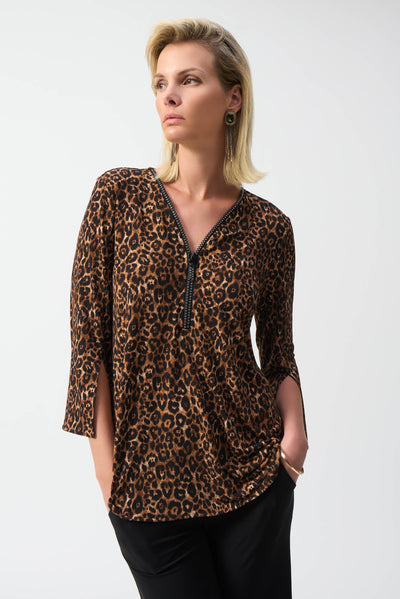 Silky Knit Animal Print Fit and Flare Tunic Joseph Ribkoff