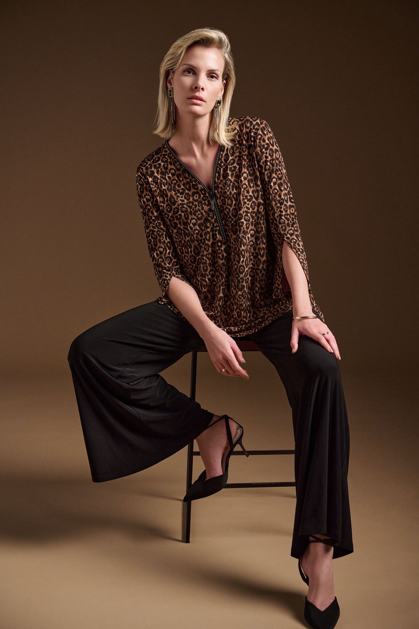 Silky Knit Animal Print Fit and Flare Tunic Joseph Ribkoff