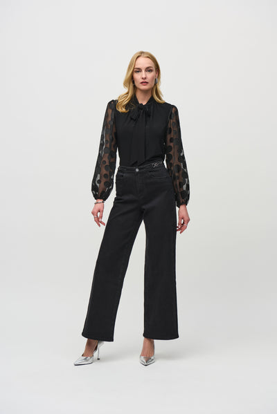 High-Rise Wide-Leg Denim Pants Joseph Ribkoff