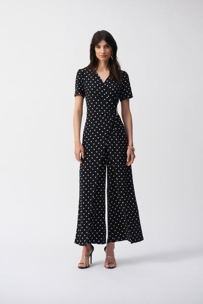 Silky Knit Dot Print Wrap Culotte Jumpsuit Joseph Ribkoff