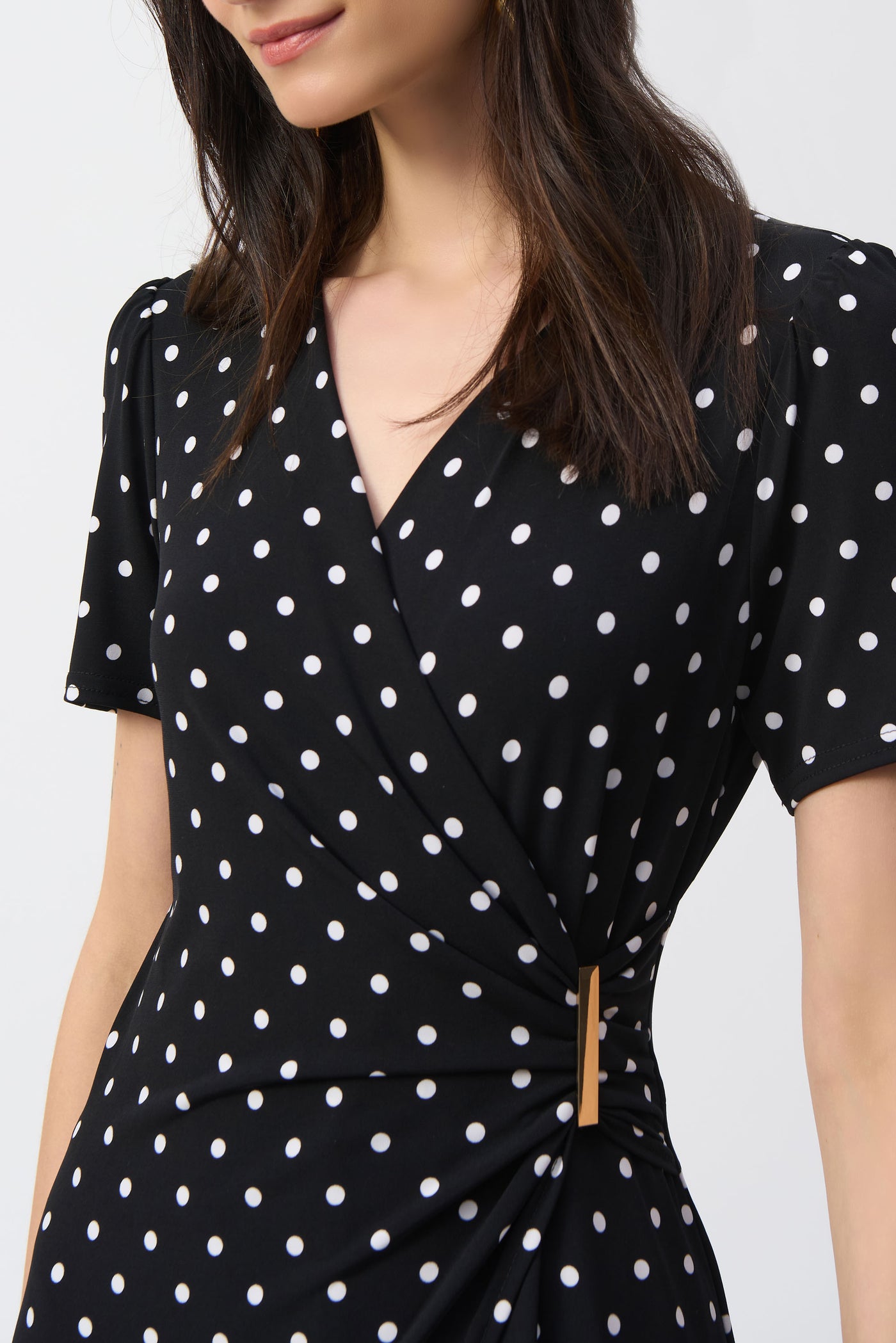 Silky Knit Dot Print Wrap Culotte Jumpsuit Joseph Ribkoff