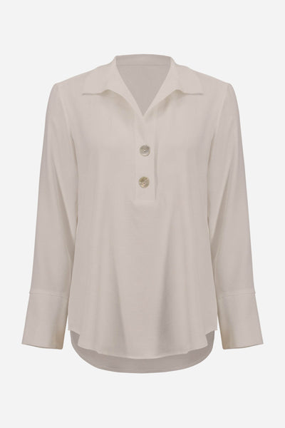 Eggshell Straight Top With Button Detail - Dream Pants