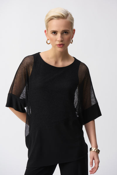 Mesh And Silky Knit Cocoon Top Joseph Ribkoff