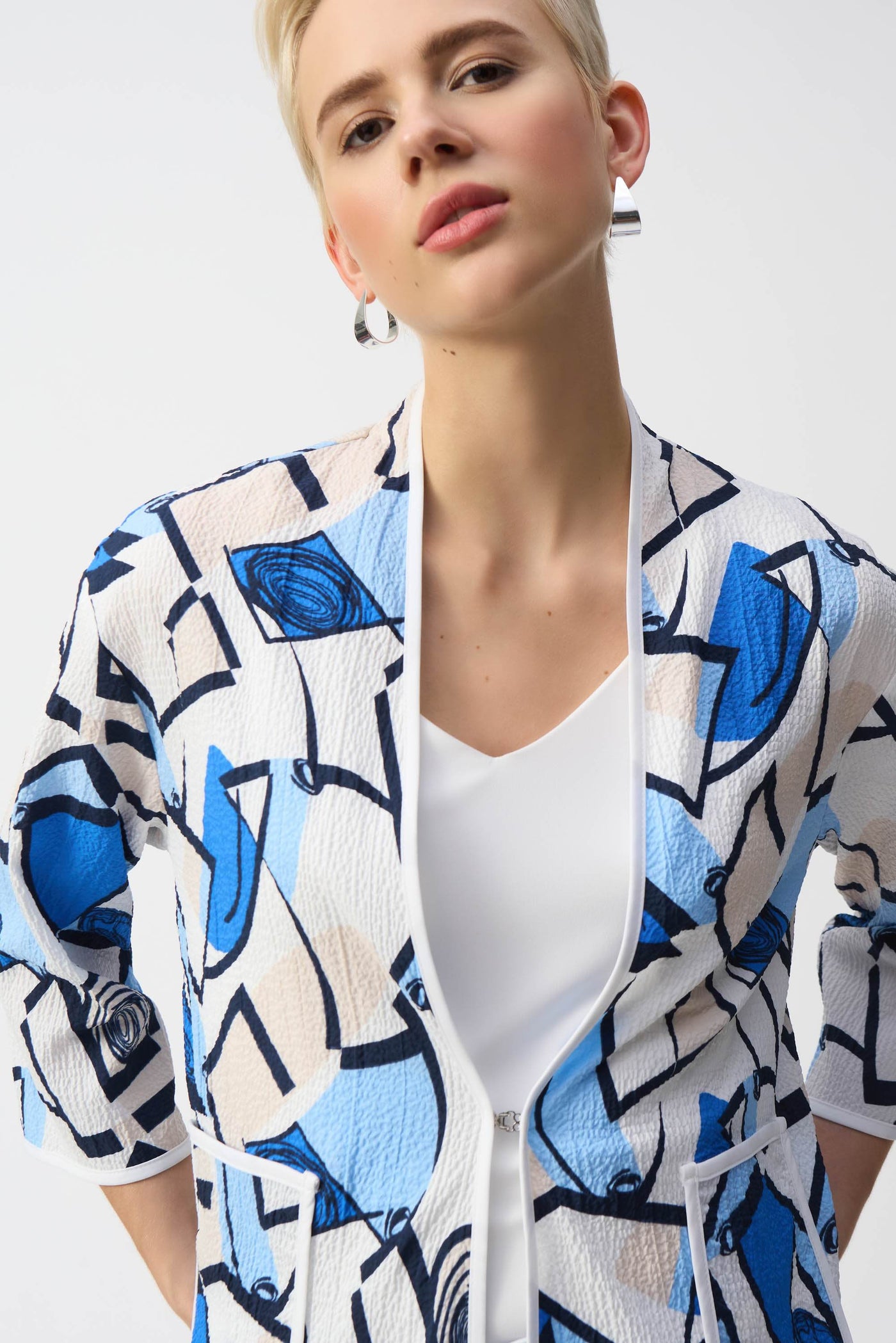 Seersucker Geometric Print Jacket - Dream Pants