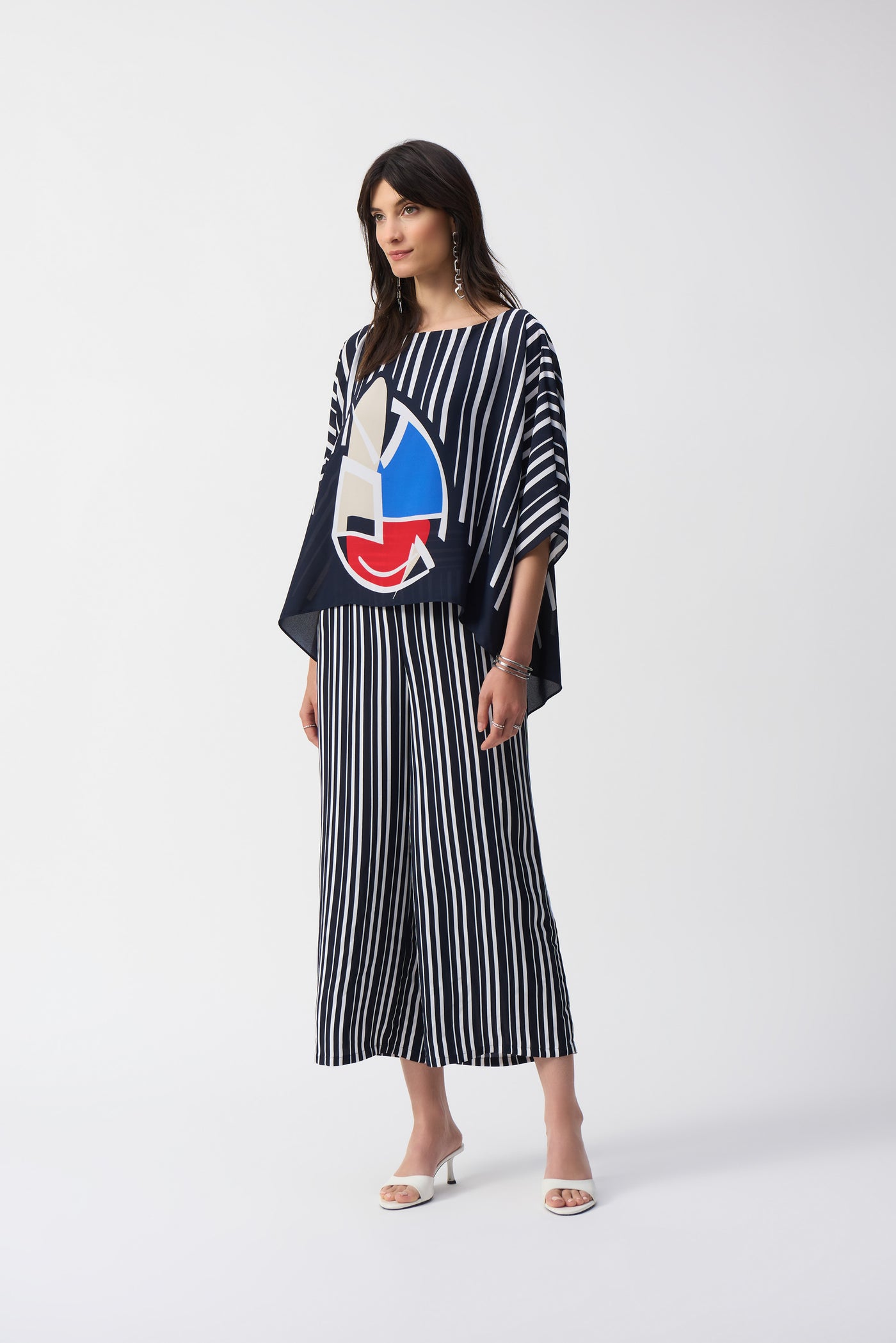 Georgette Abstract Print Poncho Top Joseph Ribkoff