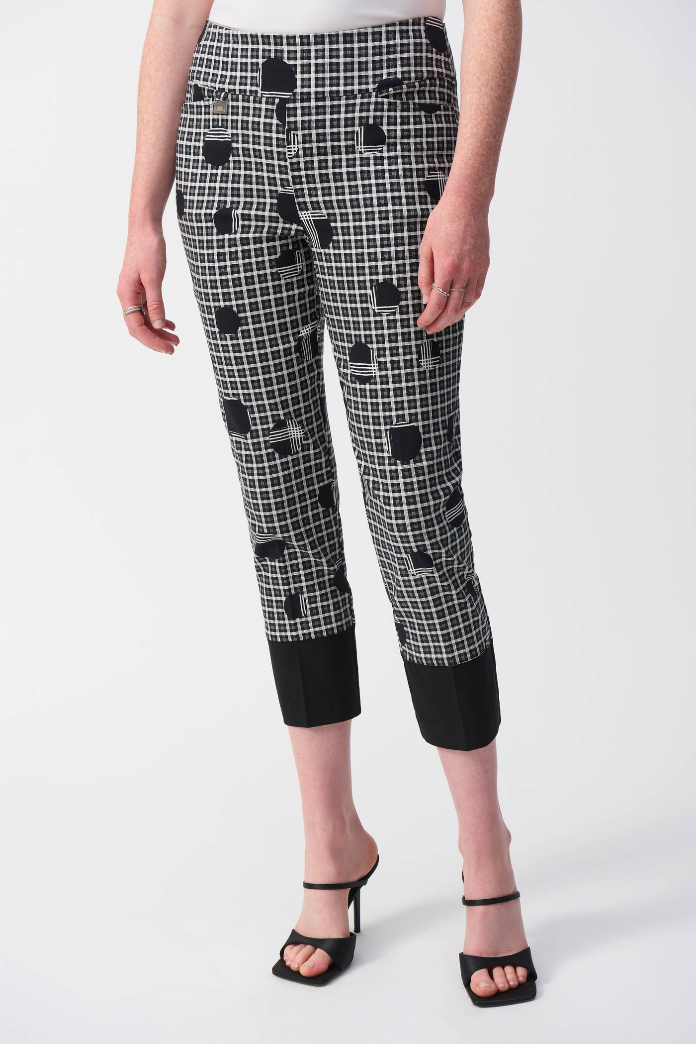 Millennium Plaid and Dot Print Crop Pants Joseph Ribkoff