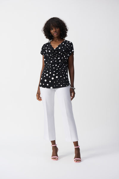 Silky Knit Dot Print Short Sleeve Top