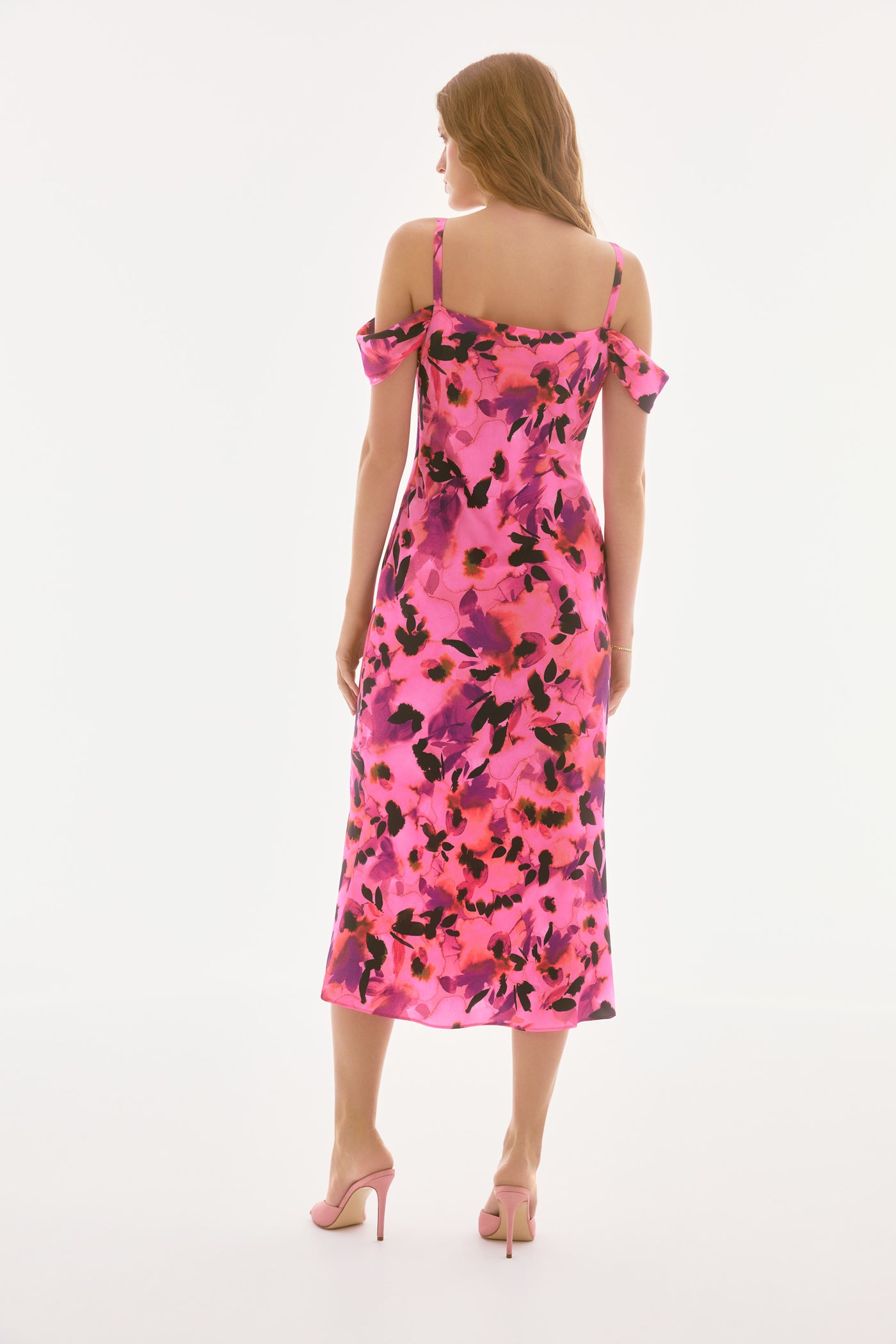 Signature Satin Floral Sheath Dress with Cold Shoulder Joseph Ribkoff