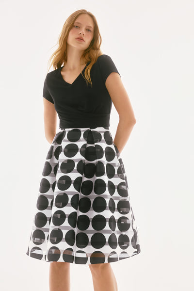 Signature Silky Knit And Novelty Dot Full Skirt Dress Joseph Ribkoff